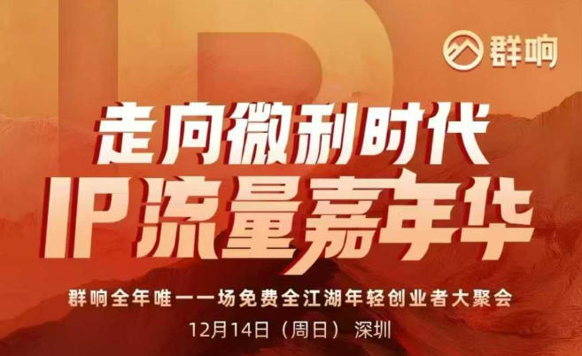 2025ip嘉年华万人12月14深圳线下课,走向微利时代,IP流量嘉年华,实操性极强的商业干货课-极速搞钱云网创