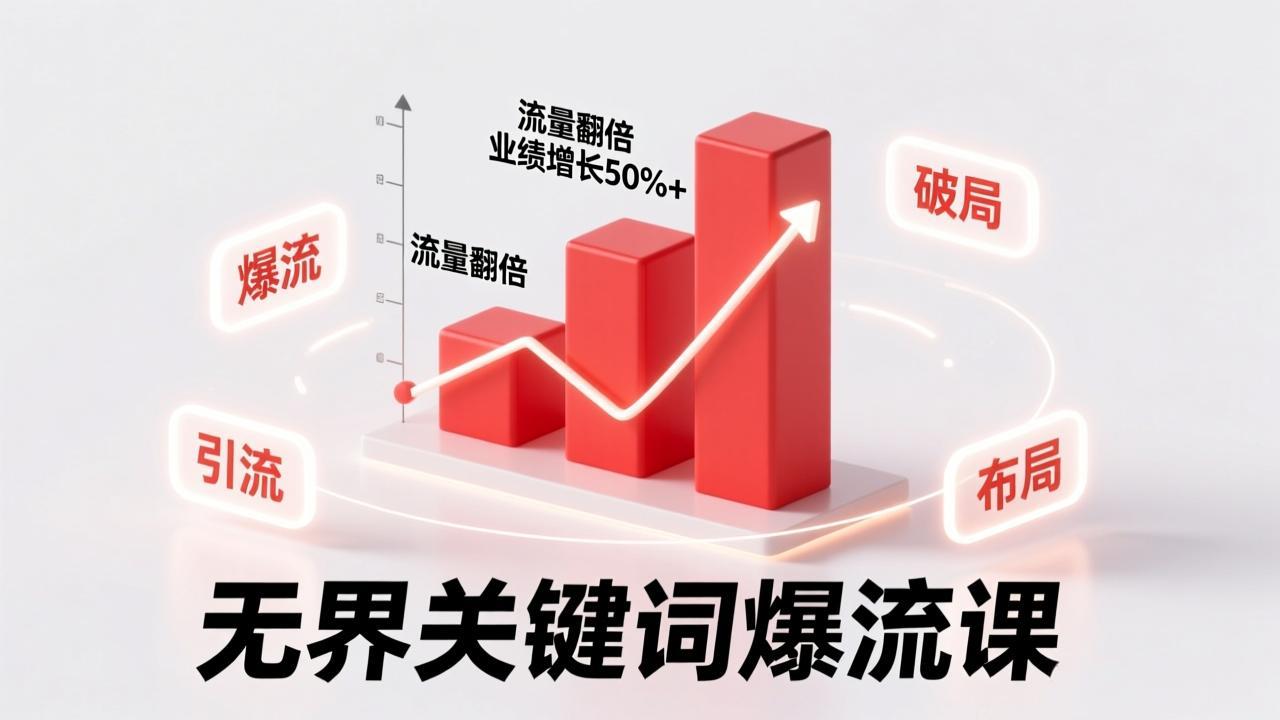 无界关键词爆流课,破局布局逻辑、阶段精准引流,实现流量翻倍,店铺业绩增长50%+。-极速搞钱云网创