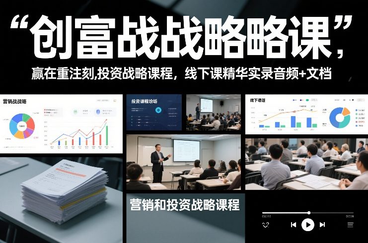 创富战略课,赢在重注时刻,营销和投资战略课程,线下课精华实录音频+文档-极速搞钱云网创