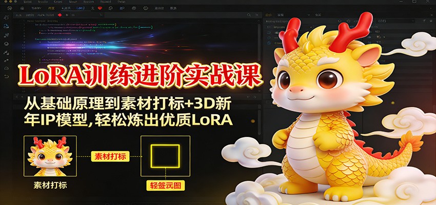 LoRA训练进阶实战课：从基础原理到素材打标+3D新年IP模型，轻松炼出优质LoRA-极速搞钱云网创