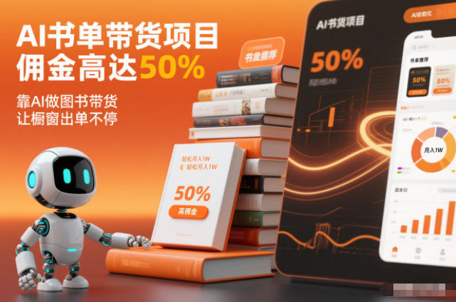AI书单带货项目,佣金高达50%,靠AI做图书带货,让橱窗出单不停,轻松月入1W-极速搞钱云网创
