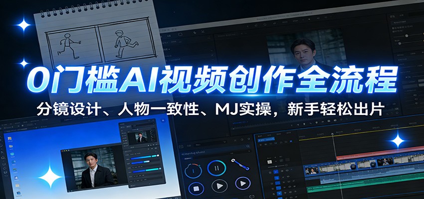 0门槛AI视频创作全流程：分镜设计、人物一致性、MJ实操，新手轻松出片-极速搞钱云网创