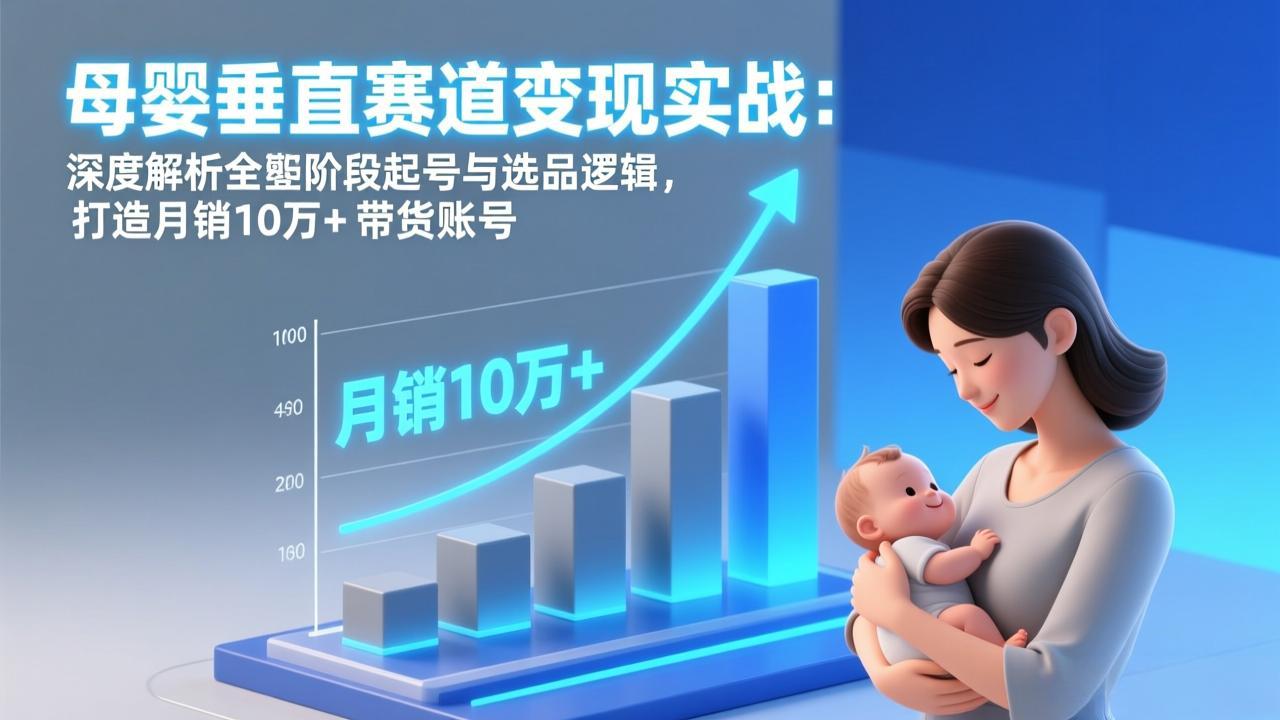 母婴垂直赛道变现实战:深度解析三大阶段起号与选品逻辑,打造月销10万+带货账号-极速搞钱云网创