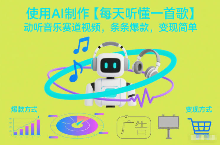 使用AI制作【每天听懂一首歌】动听音乐赛道视频,条条爆款,变现简单-极速搞钱云网创