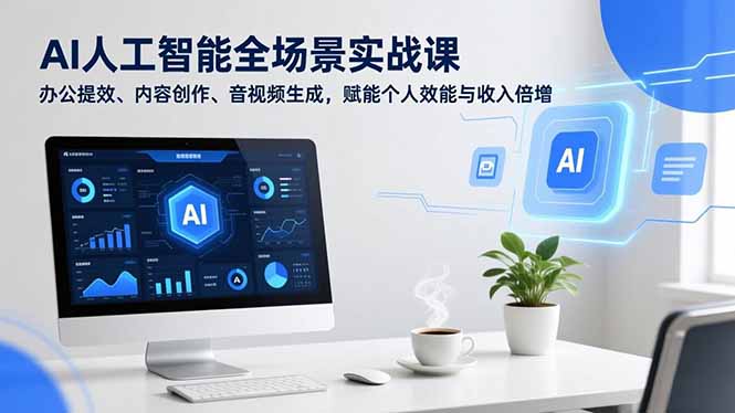 AI人工智能全场景实战课，办公提效、内容创作、音视频生成，赋能个人效能与收入倍增-极速搞钱云网创