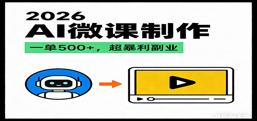2026AI 风口最稳副业：微课代写制作，一单 500+，人人可做的蓝海项目-极速搞钱云网创