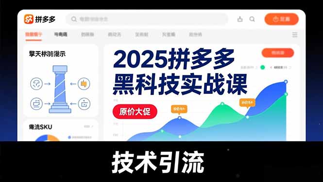 2025拼多多黑科技实战课，擎天柱玩法、爆流SKU、原价大促，技术引流，单店日销轻松破千单-极速搞钱云网创