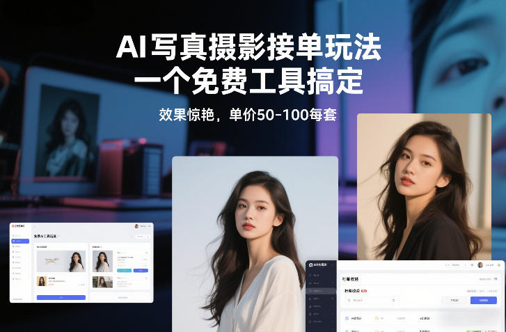 AI写真摄影接单玩法,一个免费工具搞定,效果惊艳,单价50-100每套-极速搞钱云网创