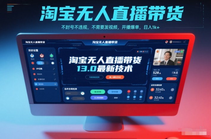 淘宝无人直播带货13.0最新技术,不封号不违规,不需要发视频,开播爆单,日入1k+【揭秘】-极速搞钱云网创