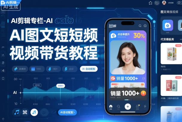 AI剪辑专栏-AI图文短视频带货教程-极速搞钱云网创