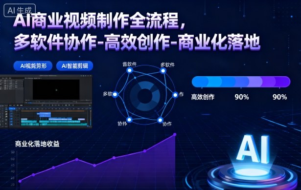 AI商业视频制作全流程2期,多软件协作-高效创作-商业化落地(更新)-极速搞钱云网创