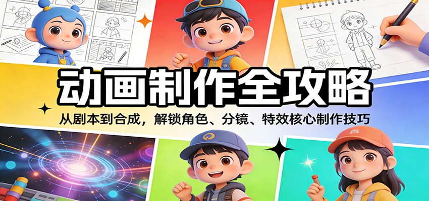 动画制作全攻略：从剧本到合成，解锁角色、分镜、特效核心制作技巧-极速搞钱云网创