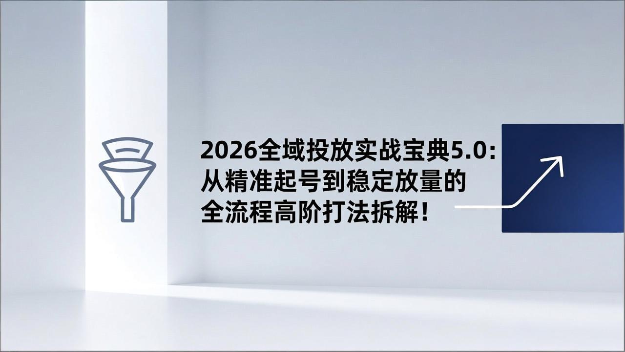 2026全域投放实战宝典5.0:从精准起号到稳定放量的全流程高阶打法拆解!-极速搞钱云网创