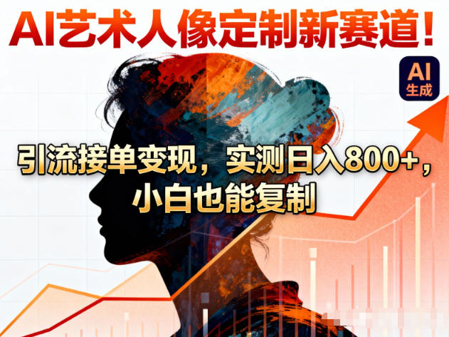 AI艺术人像定制新赛道!引流接单变现,实测日入8张+,小白也能复制-极速搞钱云网创