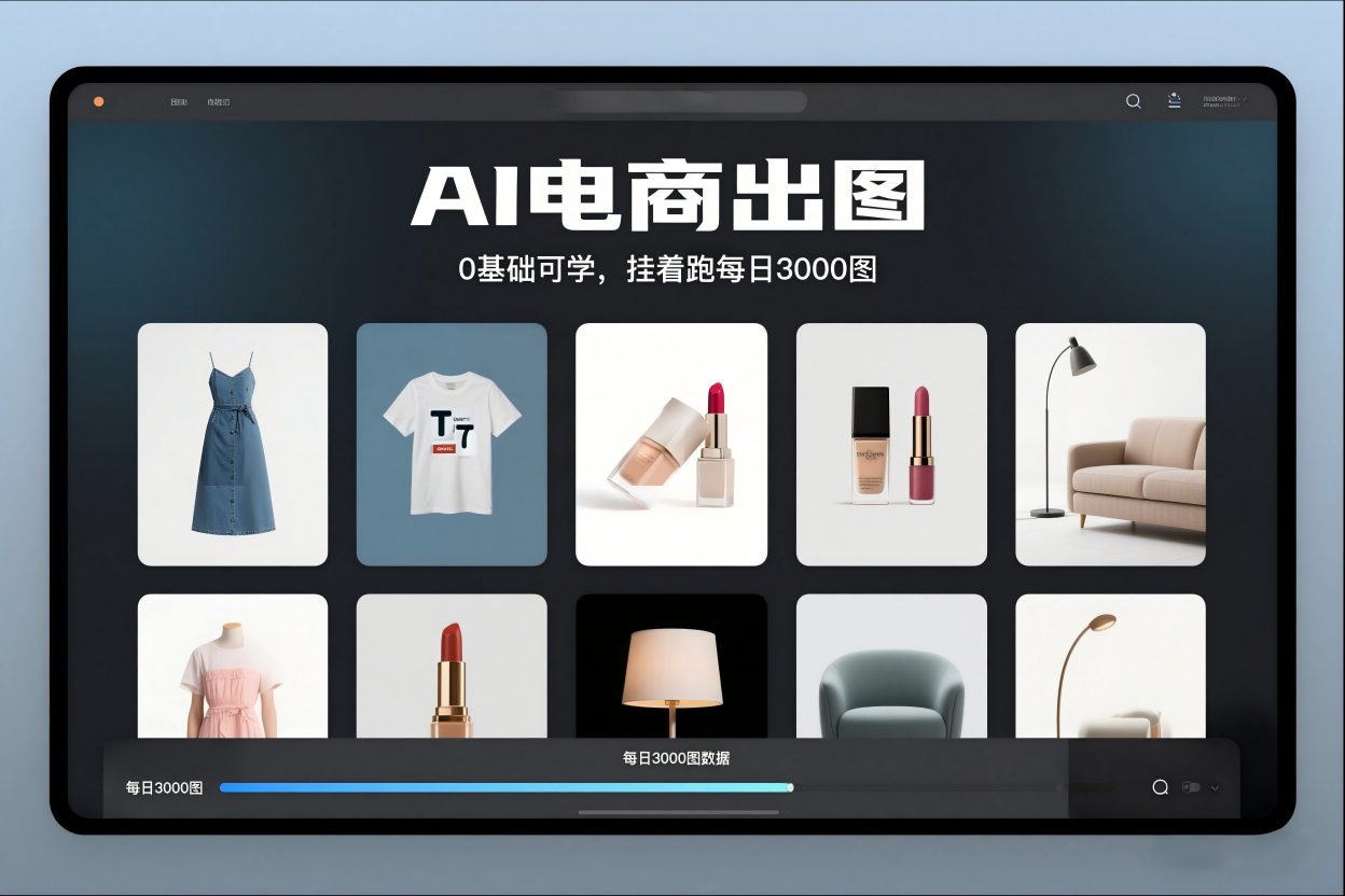 AI电商出图,0基础可学,挂着跑每日3000图