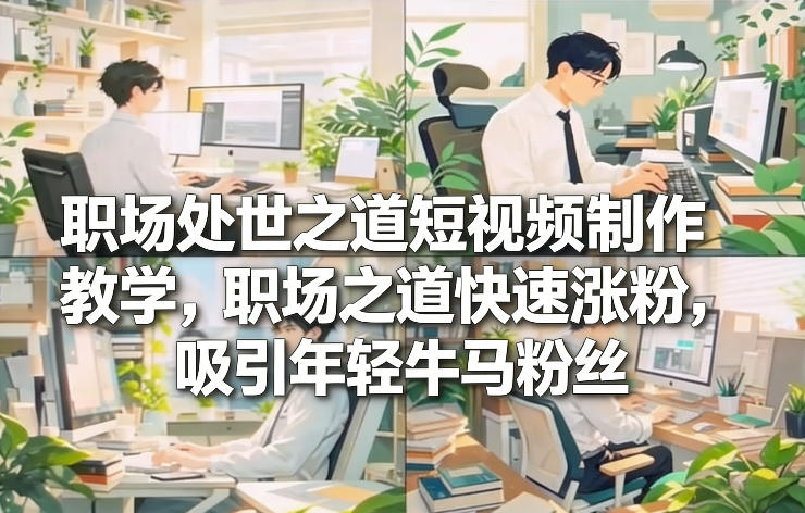 职场处世之道短视频制作教学,职场之道快速涨粉,吸引年轻牛马粉丝-极速搞钱云网创