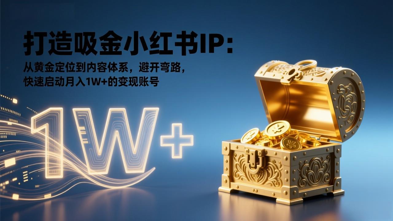 打造吸金小红书IP：从黄金定位到内容体系，避开弯路，快速启动月入1W+的变现账号-极速搞钱云网创
