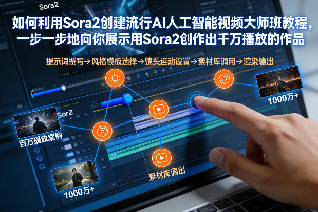 如何利用Sora2创建流行AI人工智能视频大师班，一步一步地向你展示用Sora2创作出千万播放的作品-极速搞钱云网创