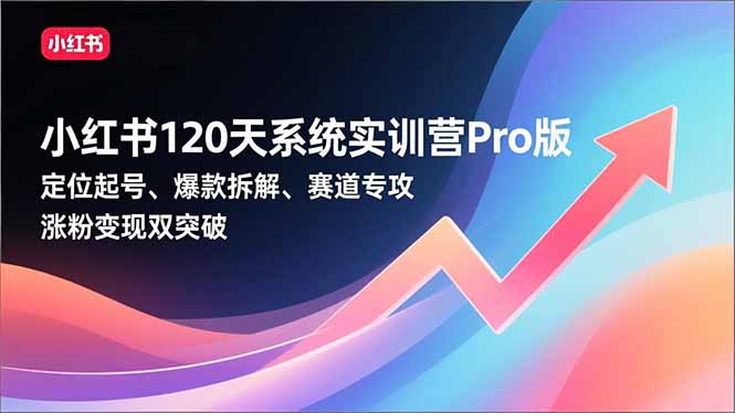 小红书120天系统实训营Pro版，定位起号、爆款拆解、赛道专攻，实现涨粉变现双突破-极速搞钱云网创
