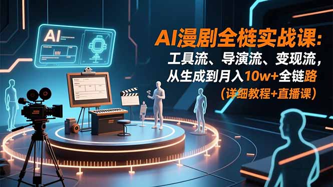AI漫剧全栈实战课:工具流、导演流、变现流,从生成到月入10w+全链路 (详细教程+直播课-极速搞钱云网创