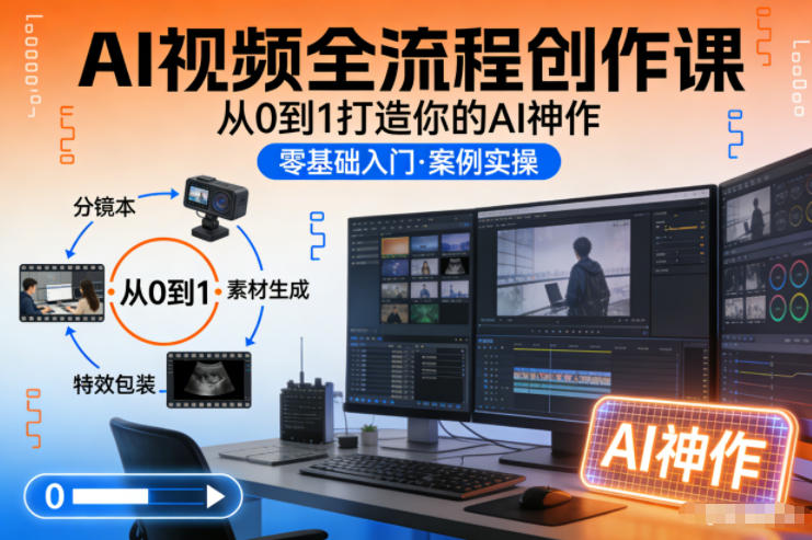 AI视频全流程创作课,从0到1打造你的AI神作-极速搞钱云网创