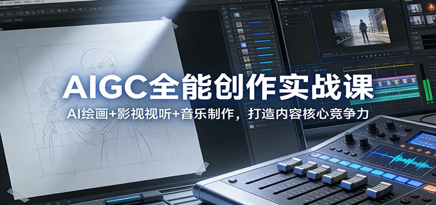 AIGC全能创作实战课:AI绘画+影视视听+音乐制作,打造内容核心竞争力-极速搞钱云网创