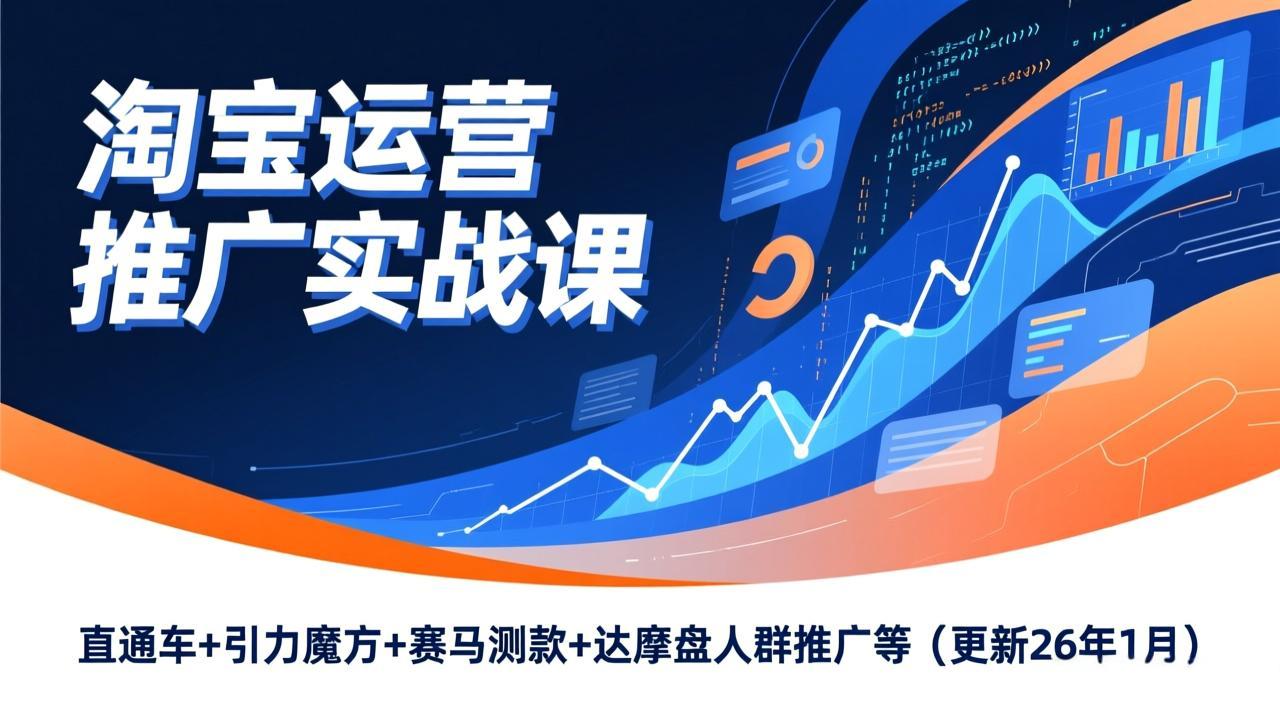 淘宝运营推广实战课,直通车+引力魔方+赛马测款+达摩盘人群推广等(更新26年1月-极速搞钱云网创