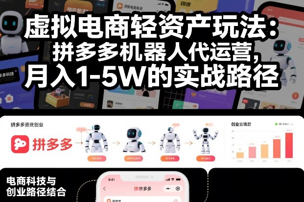 虚拟电商轻资产玩法：拼多多机器人代运营，月入1-5W的实战路径【揭秘】-极速搞钱云网创