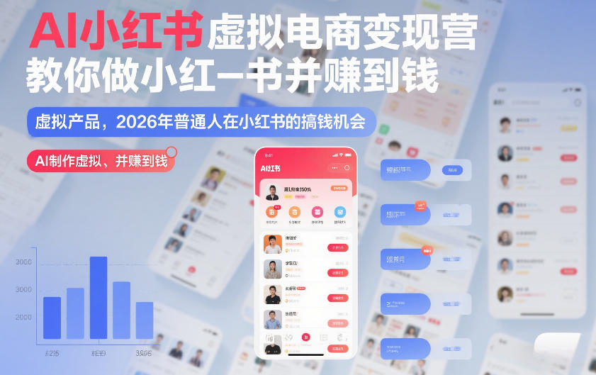 AI小红书虚拟电商变现营,教你做小红书并賺到钱,虚拟产品,2026年普通人在小红书的搞钱机会(更新中)-极速搞钱云网创
