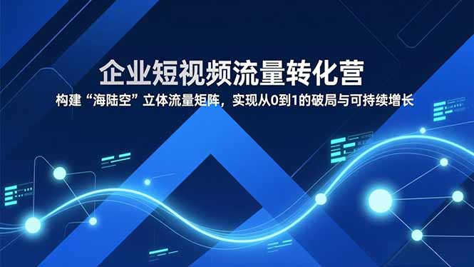 企业短视频流量转化营,构建“海陆空”立体流量矩阵,实现从0到1的破局与可持续增长-极速搞钱云网创