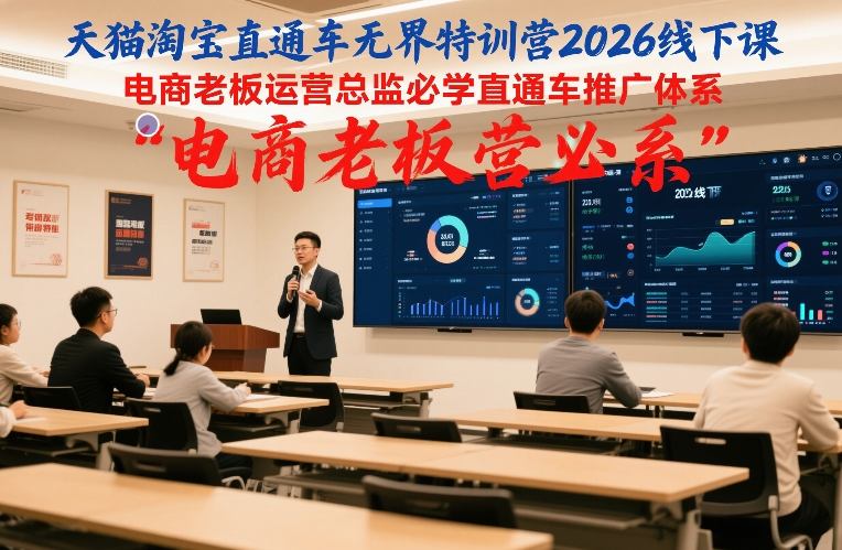 天猫淘宝直通车无界特训营2026线下课,电商老板运营总监必学直通车推广体系-极速搞钱云网创