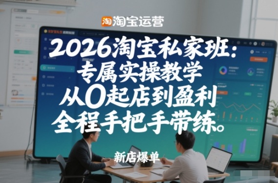 2026淘宝私家班：专属实操教学，从0起店到盈利，全程手把手带练-极速搞钱云网创