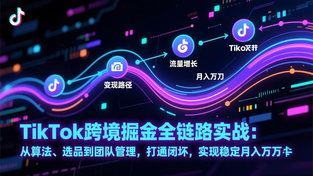 TikTok跨境掘金全链路实战:从算法、选品到团队管理,打通闭环,实现稳定月入万刀-极速搞钱云网创
