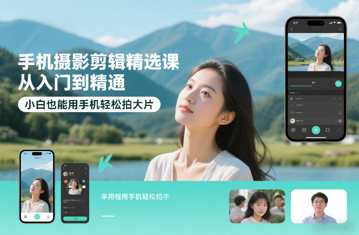 手机摄影剪辑精选课,从入门到精通,小白也能用手机轻松拍大片-极速搞钱云网创