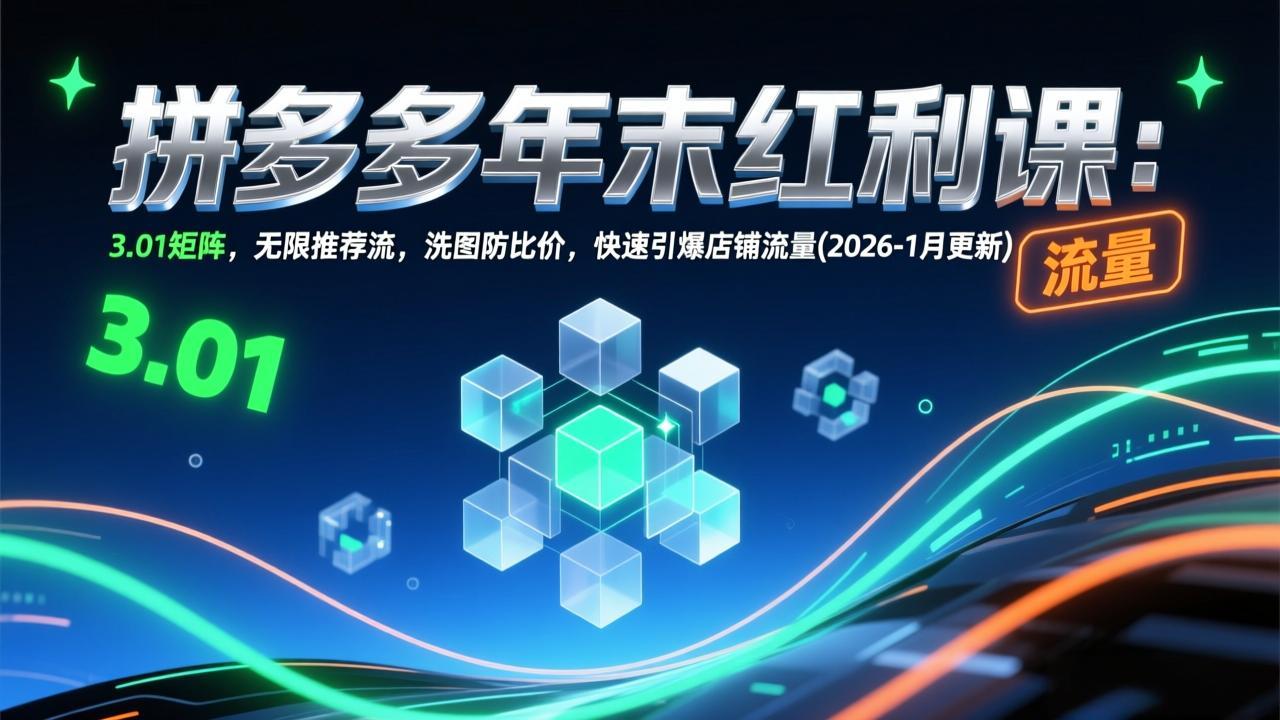 拼多多年末红利课：3.01矩阵，无限推荐流，洗图防比价，快速引爆店铺流量(2026-1月更新-极速搞钱云网创
