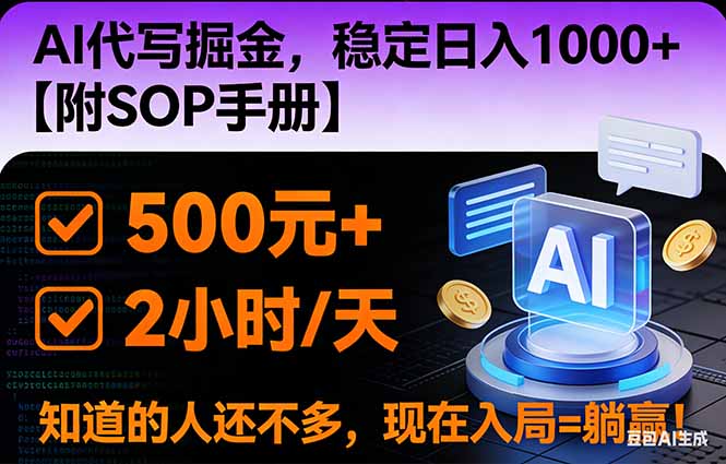 2026风口项目,AI代写掘金,稳定日入1000+,掌握核心技能【附SOP手册】-极速搞钱云网创