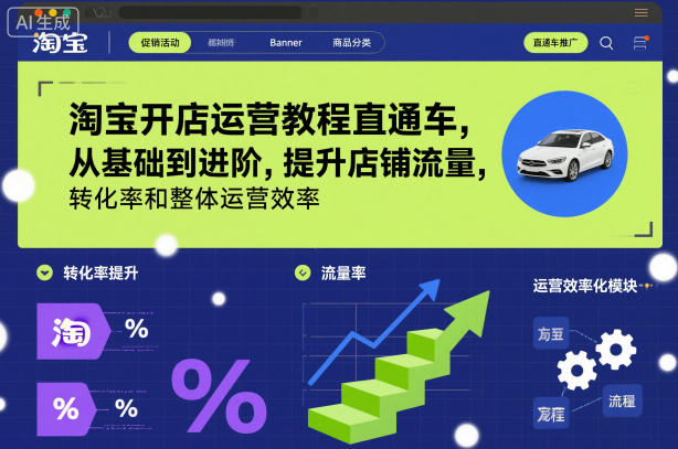 淘宝开店运营教程直通车,从基础到进阶,提升店铺流量,转化率和整体运营效率(更新26年1月)-极速搞钱云网创