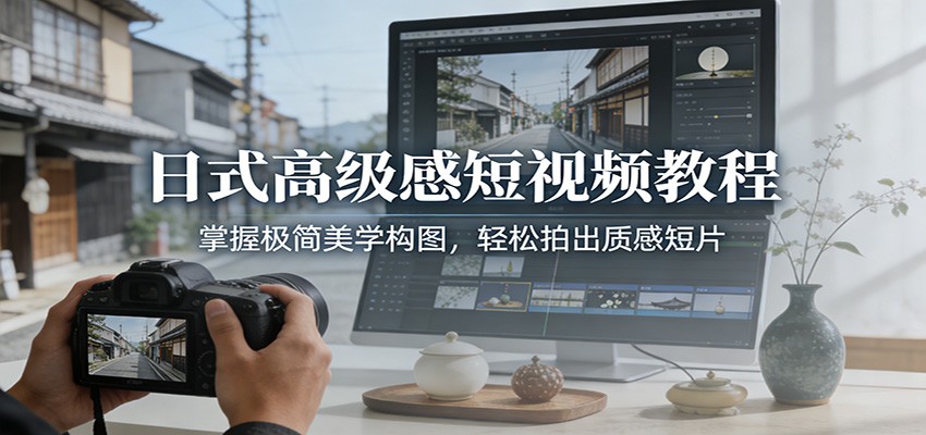 日式高级感短视频教程:掌握极简美学构图,轻松拍出质感短片-极速搞钱云网创
