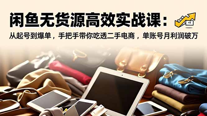 闲鱼无货源高效实战课:从起号到爆单,手把手带你吃透二手电商,单账号月利润破万-极速搞钱云网创