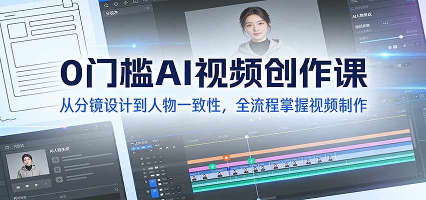 0门槛AI视频创作课：从分镜设计到人物一致性，全流程掌握视频制作-极速搞钱云网创