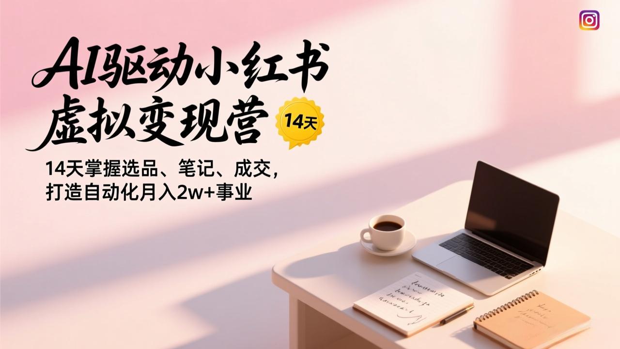AI驱动小红书虚拟变现营,14天掌握选品、笔记、成交,打造自动化月入2w+事业-极速搞钱云网创