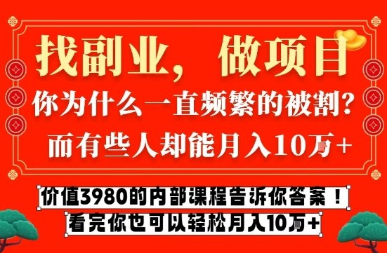 价值3980的网创内部课程,告诉你互联网创业月入10个W的秘密【揭秘】-极速搞钱云网创