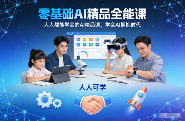 零基础AI精品全能课,人人都能学会的AI精品课,学会AI拥抱时代-极速搞钱云网创