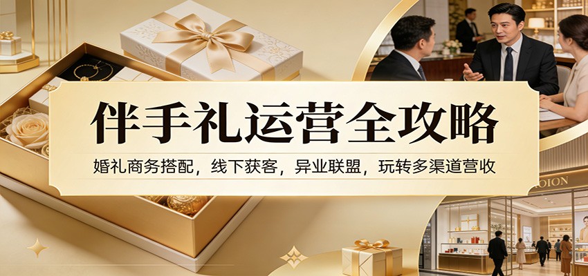 伴手礼运营全攻略：婚礼商务搭配，线下获客，异业联盟，玩转多渠道营收-极速搞钱云网创