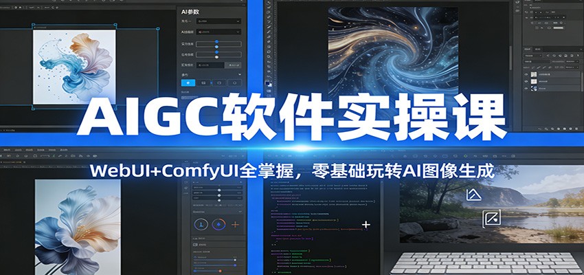AIGC软件实操课:WebUI+ComfyUI全掌握,零基础玩转AI图像生成-极速搞钱云网创