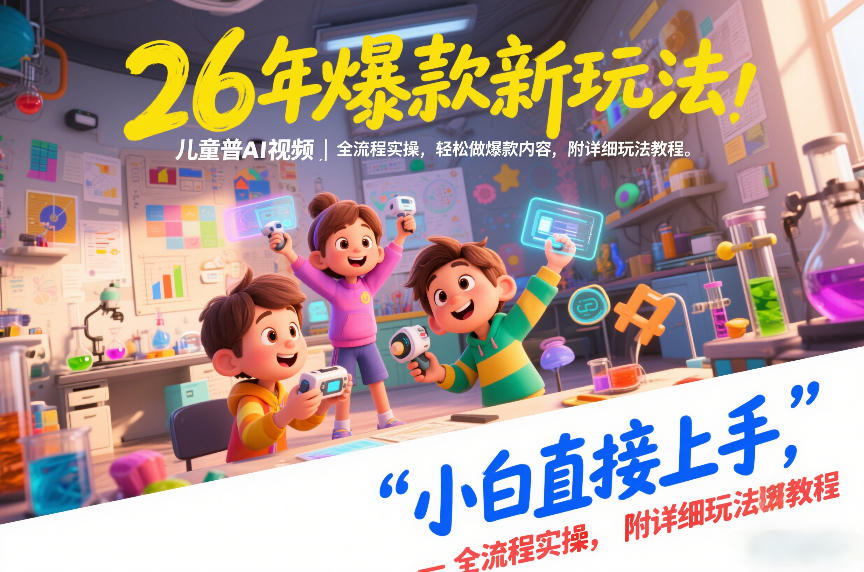 26年爆款新玩法,儿童科普AI视频,全流程实操,轻松做爆款内容,小白直接上手,附详细玩法教程-极速搞钱云网创