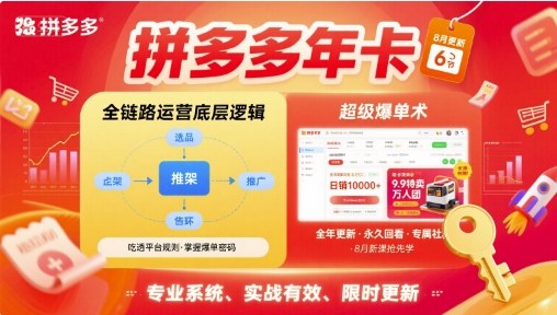 拼多多年卡,拼多多全链路运营底层逻辑,超级爆单术【更新26年1月】-极速搞钱云网创