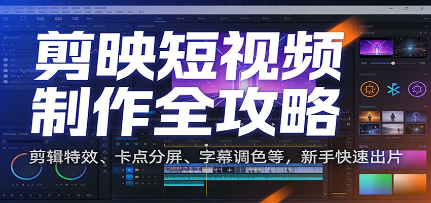 剪映短视频制作全攻略：剪辑特效、卡点分屏、字幕调色等，新手快速出片-极速搞钱云网创