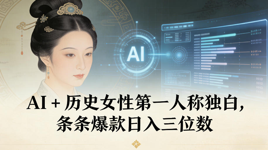 AI+历史女性第一人称独白,条条爆款日入三位数-极速搞钱云网创