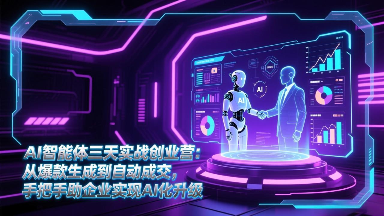 AI智能体三天实战创业营:从爆款生成到自动成交,手把手助企业实现AI化升级-极速搞钱云网创